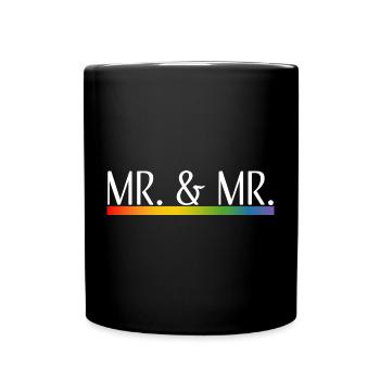Rainbow stripes Mr and Mr white - Full Colour Mug - black - Front