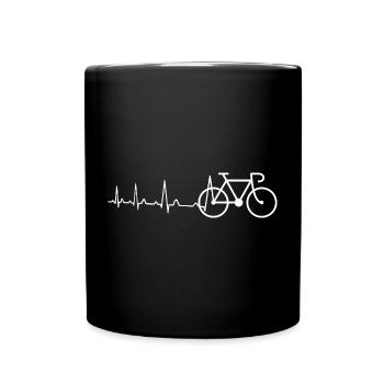 Herzschlag Rennrad - Tasse einfarbig - Schwarz - Vorne