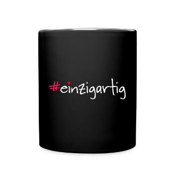 #einzigartig - Tasse einfarbig - Schwarz - Vorne