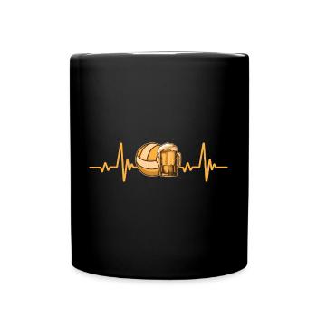 Volleyball Bier Herzschlag Beat Volleyball Bier - Tasse einfarbig - Schwarz - Vorne