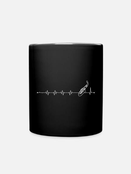 Herzschlag-Saxophonrhythmus - Tasse einfarbig - Schwarz