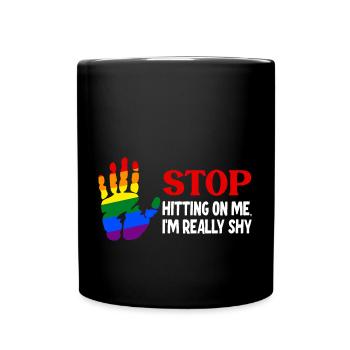 Arrêtez de me draguer, je suis timide - Mug uni - noir - Devant