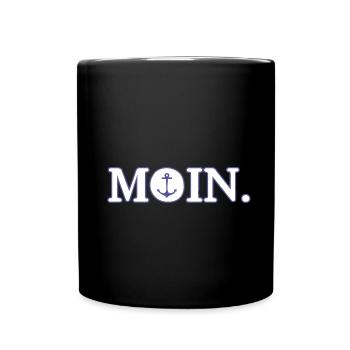 Moin Nordisch Küste Urlaub - Tasse einfarbig - Schwarz - Vorne