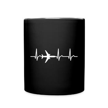 ECG curve - heart curve - pulse - pilot - airplane - Full Colour Mug - black - Front