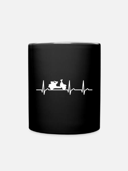 EKG Kurve - Herzkurve - Motorroller - Motorrad - Tasse einfarbig - Schwarz