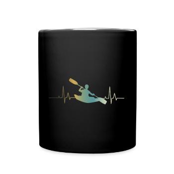Kajak Herzschlag Kayaking Paddeln Kanu Wassersport - Tasse einfarbig - Schwarz - Vorne
