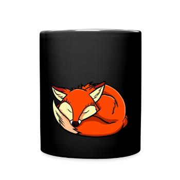 Schlafender Fuchs - Schlafshirt - Tasse einfarbig - Schwarz - Vorne