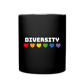 Regenbogenherzchen LGBT lgbtqi queer Diversity - Tasse einfarbig - Schwarz - Vorne