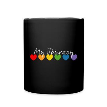 Regenbogenherzchen my journey weiss - Tasse einfarbig - Schwarz - Vorne
