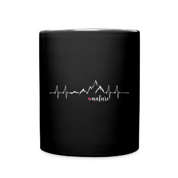 Love Nature Mountains Heart Rate ECG - Graphic Design - Full Colour Mug - black - Front