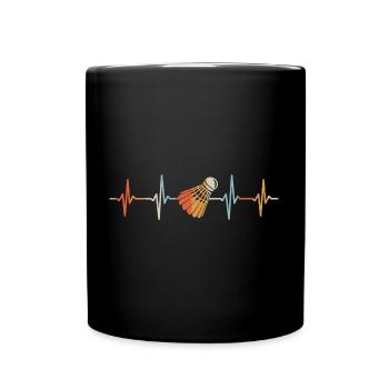 badminton heartbeat badminton sport - Full Colour Mug - black - Front