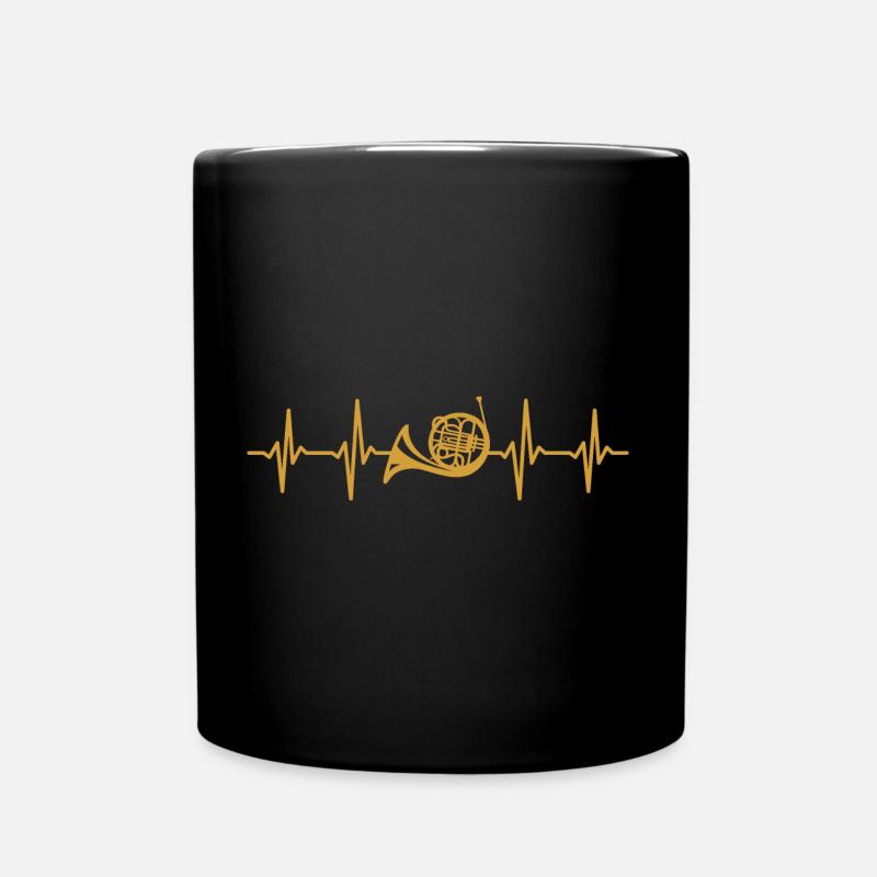 Cor français, battement de cœur, instrument à vent - Mug uni - noir