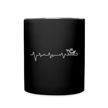 Teekanne Herzschlag Linie Kunst - Tasse einfarbig - Schwarz - Vorne