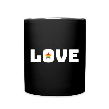 Love Star Rainbow white lgbt csd tshirt - Full Colour Mug - black - Front