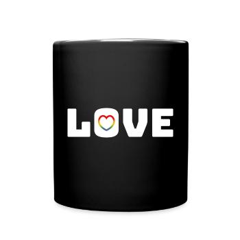 Love Heart Rainbow white - Tasse einfarbig - Schwarz - Vorne