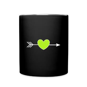 green heart green hearts couples gift - Full Colour Mug - black - Front