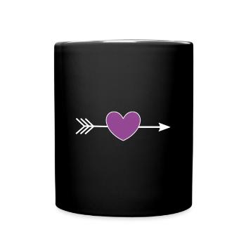 Coeur Violet Blanc avec Flèche Saint Valentin - Mug uni - noir - Devant