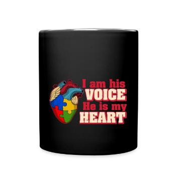 Je suis sa voix, il est mon cœur, l’autisme - Mug uni - noir - Devant