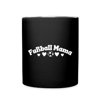 Fußball Mama Schriftzug - Tasse einfarbig - Schwarz - Vorne