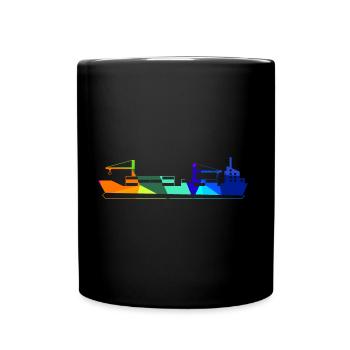 Containerschiff Regenbogen Polygon Schiffe - Tasse einfarbig - Schwarz - Vorne