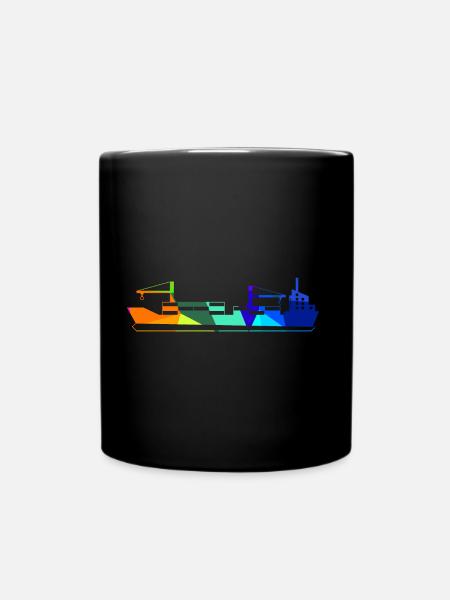 Containerschiff Regenbogen Polygon Schiffe - Tasse einfarbig - Schwarz