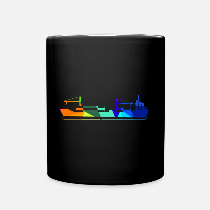 Containerschiff Regenbogen Polygon Schiffe - Tasse einfarbig - Schwarz