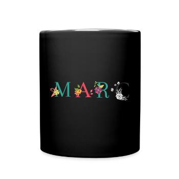 MARC Name Art With Flowers Embroidered - Full Colour Mug - black - Front