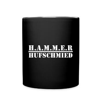 Hammer Hufschmied – Stahlhandwerk - Tasse einfarbig - Schwarz - Vorne