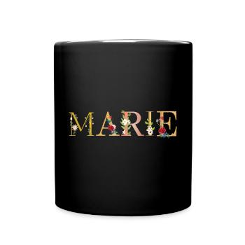 MARIE name decorated with flowers - Full Colour Mug - black - Front