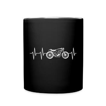 caferacer herzschlag Logo - Biker Motorrad Symbol - Tasse einfarbig - Schwarz - Vorne
