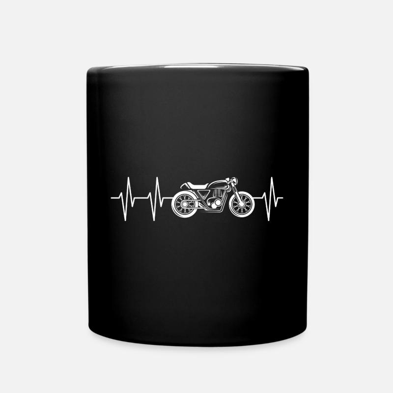 caferacer herzschlag Logo - Biker Motorrad Symbol - Tasse einfarbig - Schwarz