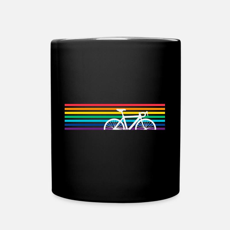 Fahrrad Regenbogen Bunt Fahrradfahrer - Tasse einfarbig - Schwarz