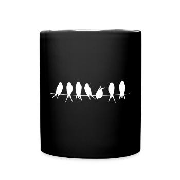Silhouettes d’oiseaux chanteurs sur branche - Mug uni - noir - Devant
