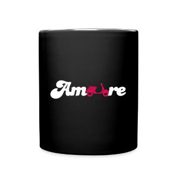 Amore Love Love Italy Fan Roller Cursive Font - Full Colour Mug - black - Front