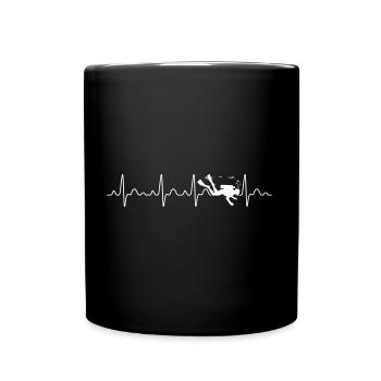Scuba is my Hearbeat - Diving is my passion - Full Colour Mug - black - Front