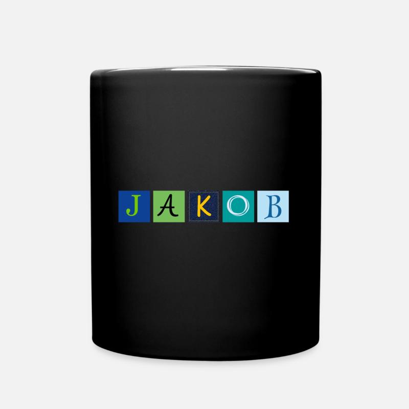 Jakob Name Buchstaben - Tasse einfarbig - Schwarz