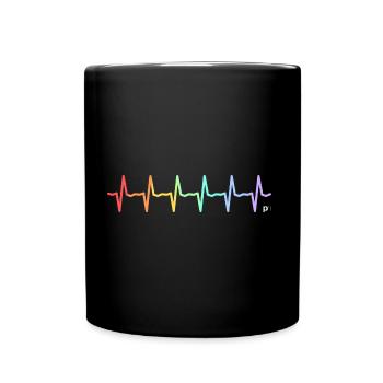 Rainbow heartbeat - Full Colour Mug - black - Front