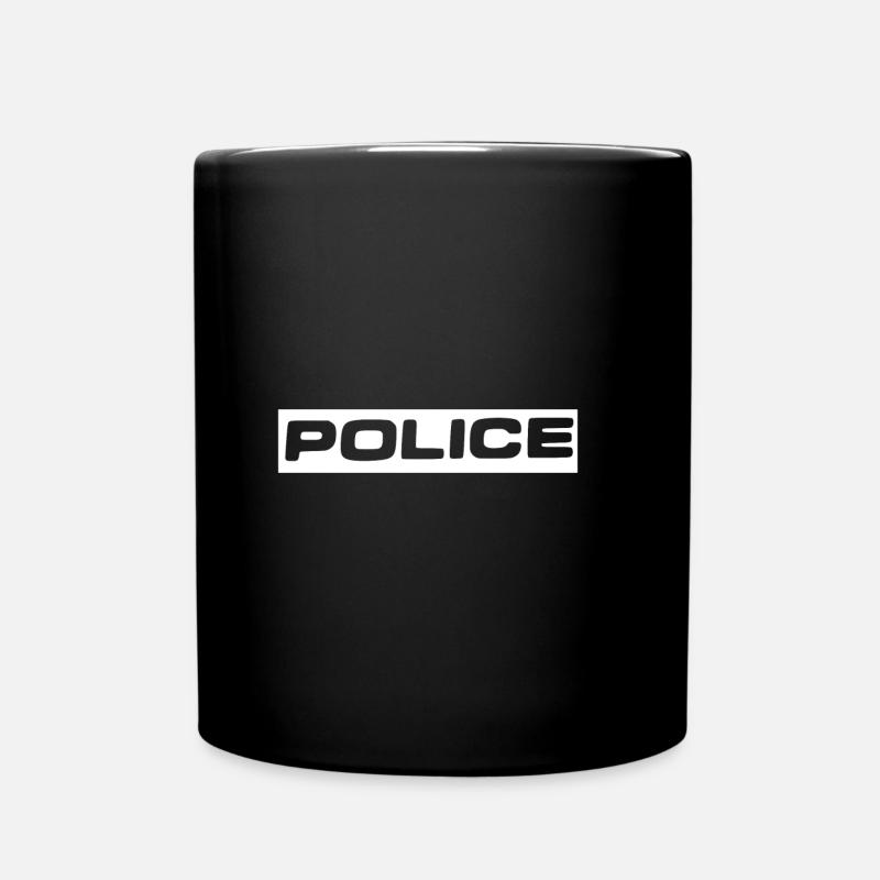 Police Schild - Tasse einfarbig - Schwarz