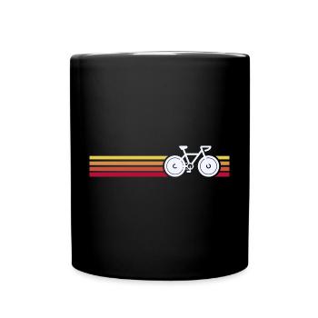 Retro-Fahrrad auf Sunset Stripes - Tasse einfarbig - Schwarz - Vorne