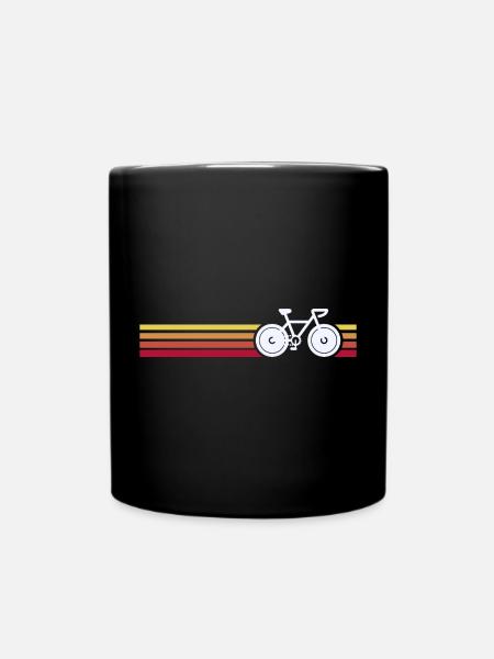 Retro Bike on Sunset Stripes - Full Colour Mug - black