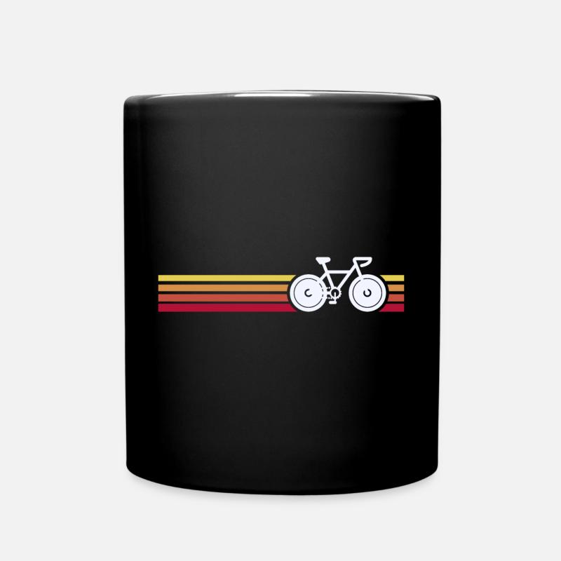 Retro Bike on Sunset Stripes - Full Colour Mug - black