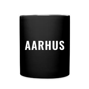 Aarhus Scandinavian Typography Minimal - Full Colour Mug - black - Front