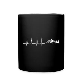 Herzschlag-Gipfel und Kiefern - Tasse einfarbig - Schwarz - Vorne