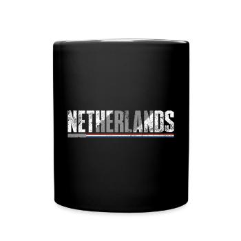 Netherlands Distressed Flag Typography - Full Colour Mug - black - Front