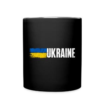 Gebürstete ukrainische Flagge fette Typografie - Tasse einfarbig - Schwarz - Vorne