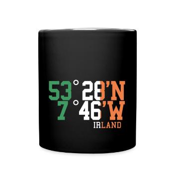Irland Koordinaten Irische Insel Ireland Idee - Tasse einfarbig - Schwarz - Vorne