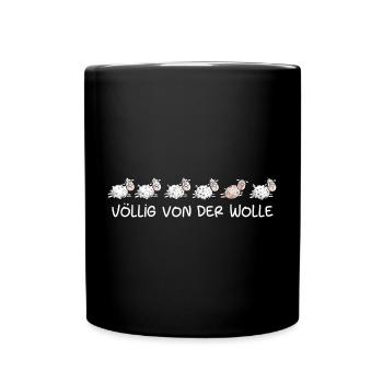 Völlig Von Der Wolle Schaf I Schafe Herde - Tasse einfarbig - Schwarz - Vorne
