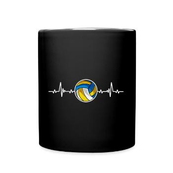 Volleyball Heartbeat Volleyball-Team Trainer - Tasse einfarbig - Schwarz - Vorne