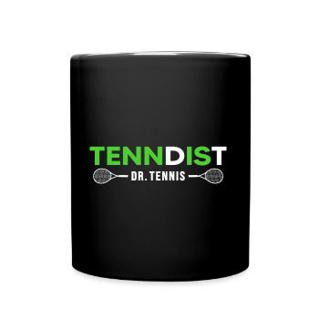 Tennis Matchball Tennisschläger "dr.tennis" - Tasse einfarbig - Schwarz - Vorne