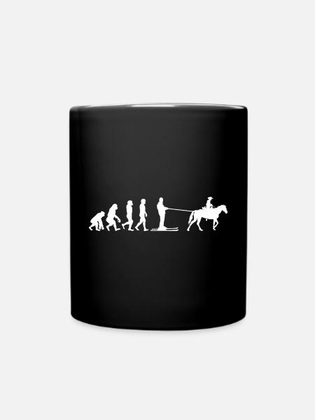 Horse Skijöring Skifahren Wintersport Evolution - Tasse einfarbig - Schwarz